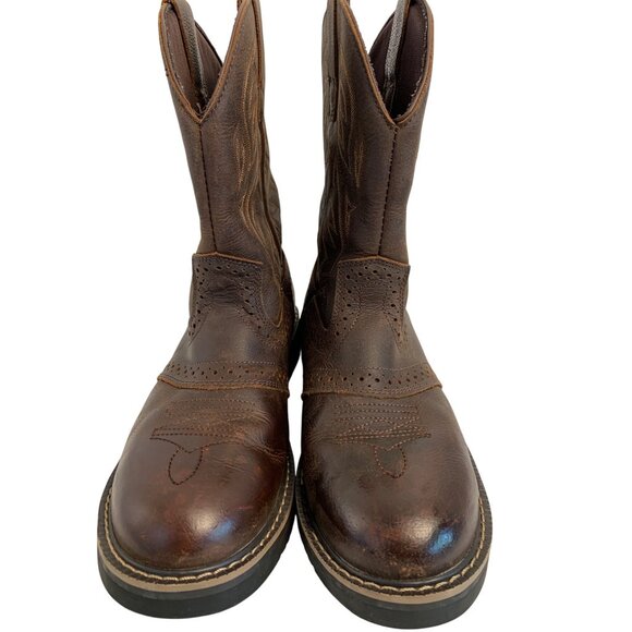 Herman Survivors 9.5 Leather Rodeo Western Work Boots NonSlip steel toe 8937 - Picture 8 of 10